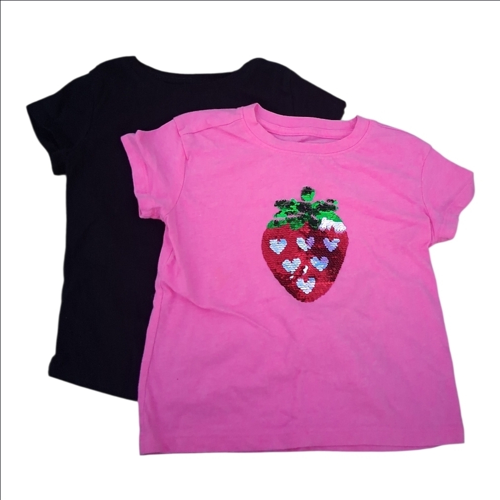 💕 $6 bundled Cat & Jack Pink and Black Kids Tees with Strawberry Design
